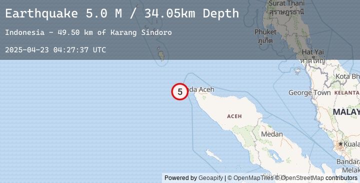 Map of Northern Sumatra, Indonesia