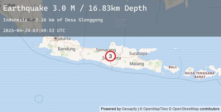 Map of Java, Indonesia