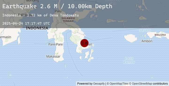 Map of Sulawesi, Indonesia