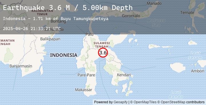 Map of Sulawesi, Indonesia