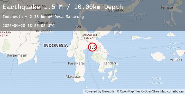 Map of Sulawesi, Indonesia