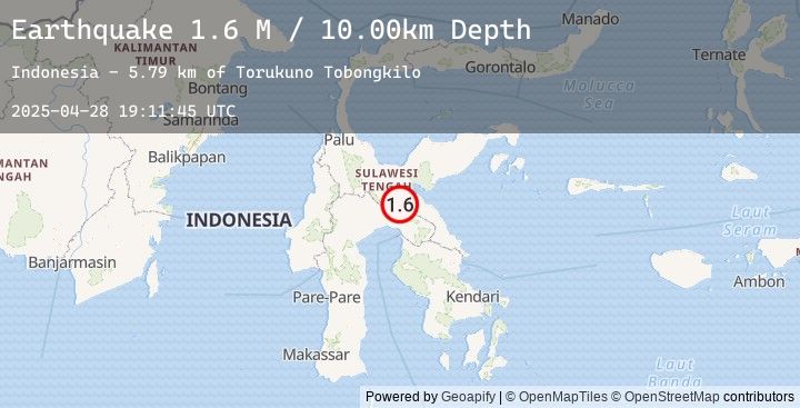 Map of Sulawesi, Indonesia