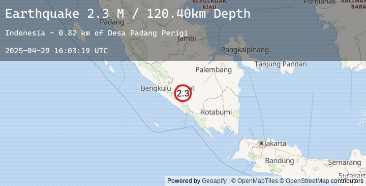 Map of Southern Sumatra, Indonesia