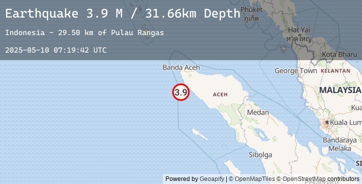 Map of Northern Sumatra, Indonesia
