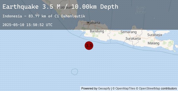 Map of South of Java, Indonesia