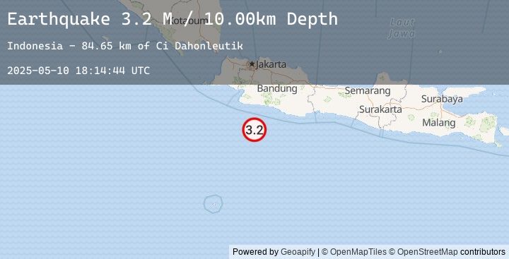 Map of South of Java, Indonesia