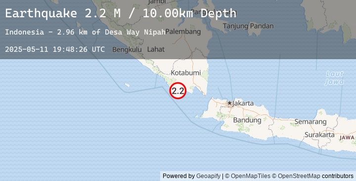 Map of Southern Sumatra, Indonesia