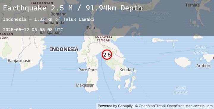 Map of Sulawesi, Indonesia