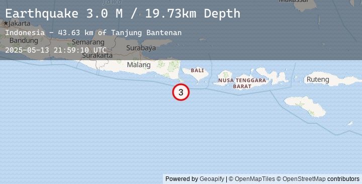 Map of South of Bali, Indonesia
