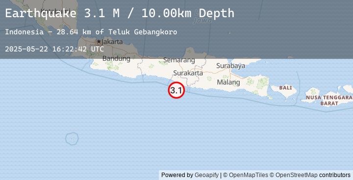 Map of Java, Indonesia