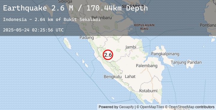 Map of Southern Sumatra, Indonesia