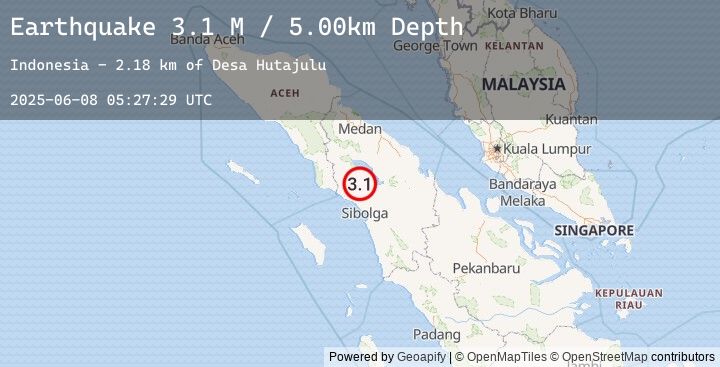 Map of Northern Sumatra, Indonesia