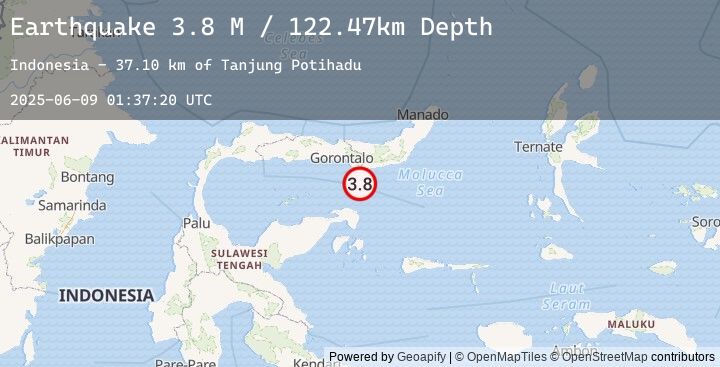Map of Minahassa Peninsula, Sulawesi