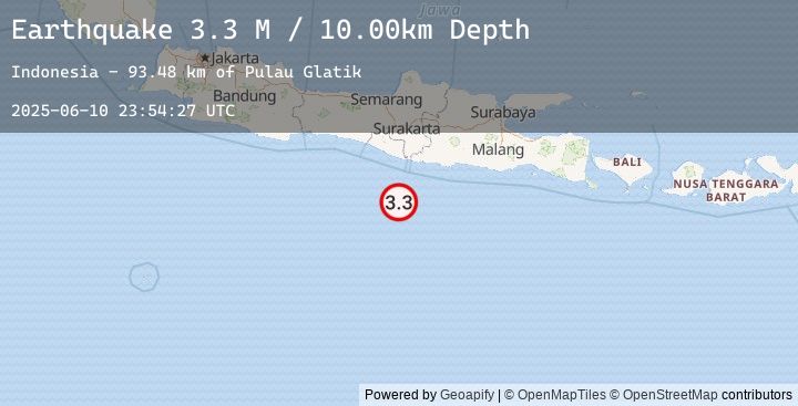 Map of South of Java, Indonesia
