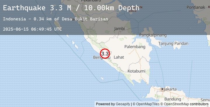Map of Southern Sumatra, Indonesia