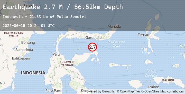 Map of Minahassa Peninsula, Sulawesi