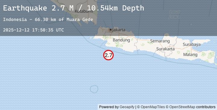 Map of South of Java, Indonesia