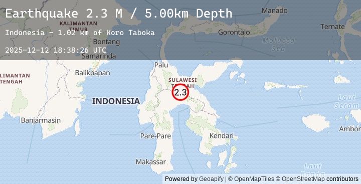 Map of Sulawesi, Indonesia