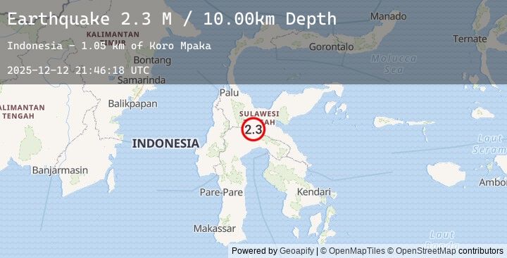Map of Sulawesi, Indonesia