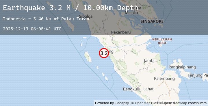 Map of Southern Sumatra, Indonesia