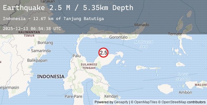Map of Minahassa Peninsula, Sulawesi