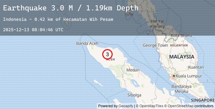 Map of Northern Sumatra, Indonesia