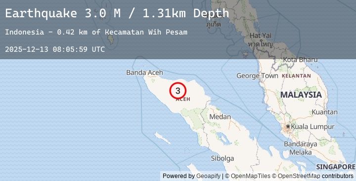 Map of Northern Sumatra, Indonesia