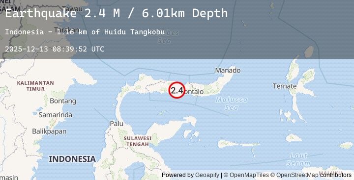 Map of Minahassa Peninsula, Sulawesi