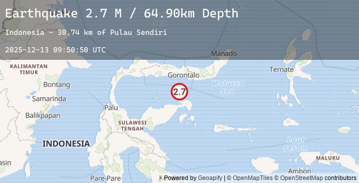 Map of Minahassa Peninsula, Sulawesi