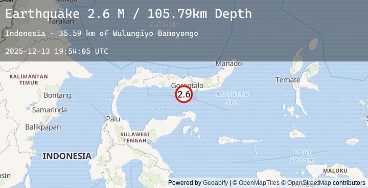 Map of Minahassa Peninsula, Sulawesi