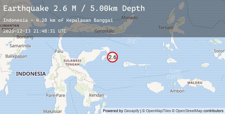 Map of Sulawesi, Indonesia