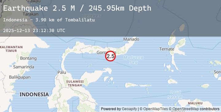 Map of Minahassa Peninsula, Sulawesi