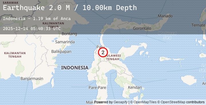 Map of Sulawesi, Indonesia