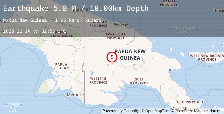 Map of New Guinea, Papua New Guinea