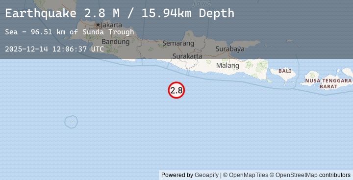 Map of South of Java, Indonesia