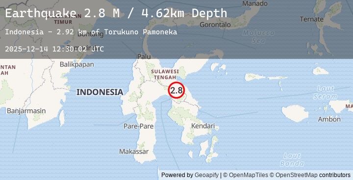 Map of Sulawesi, Indonesia
