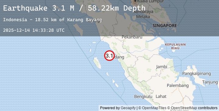 Map of Southern Sumatra, Indonesia
