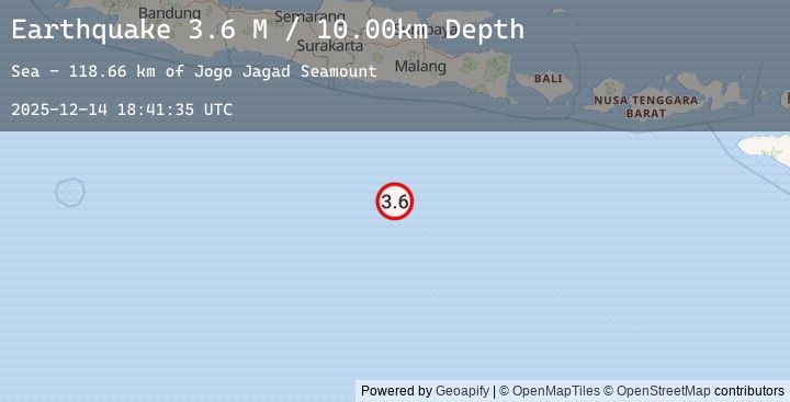 Map of South of Java, Indonesia