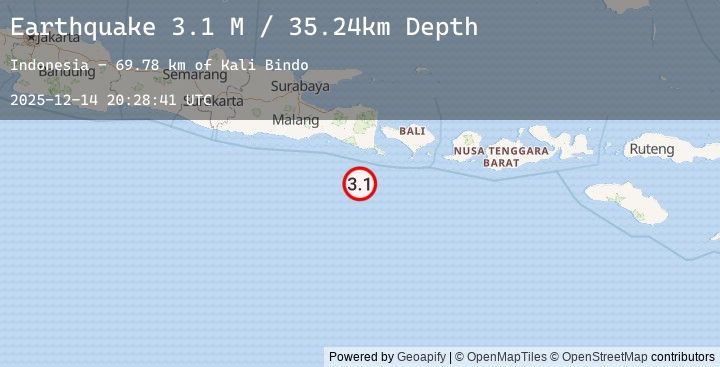 Map of South of Bali, Indonesia