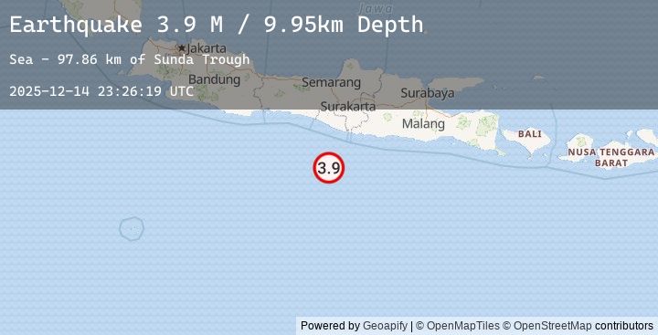 Map of South of Java, Indonesia