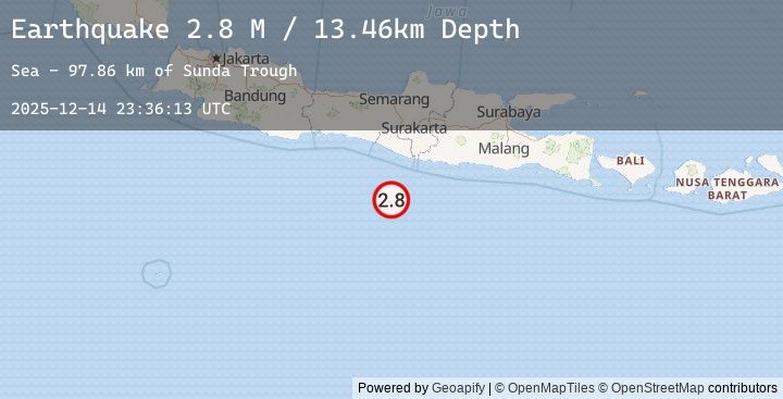 Map of South of Java, Indonesia