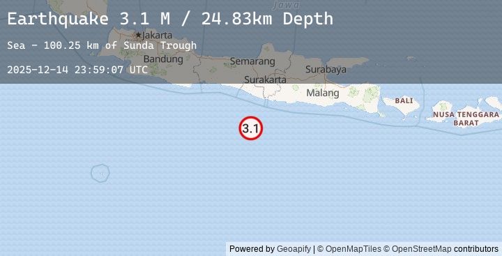 Map of South of Java, Indonesia