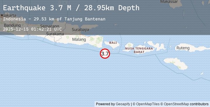 Map of South of Bali, Indonesia