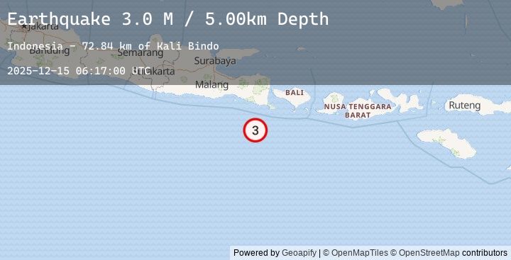 Map of South of Java, Indonesia