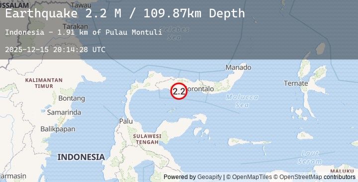 Map of Minahassa Peninsula, Sulawesi
