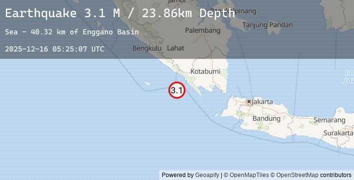 Map of Southern Sumatra, Indonesia