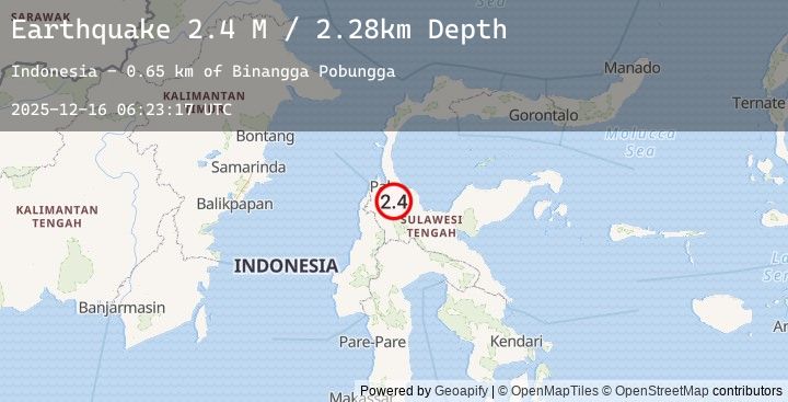 Map of Sulawesi, Indonesia