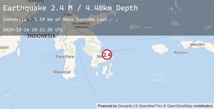 Map of Sulawesi, Indonesia