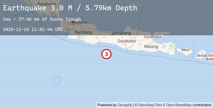 Map of Java, Indonesia