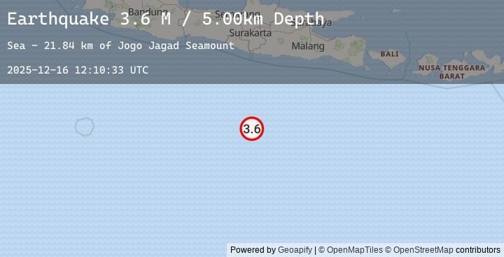 Map of South of Java, Indonesia